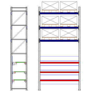 Porta Palete com Longarinas e Longarinas Escalonadas – NSF (Atacarejo, Coluna 4.0)